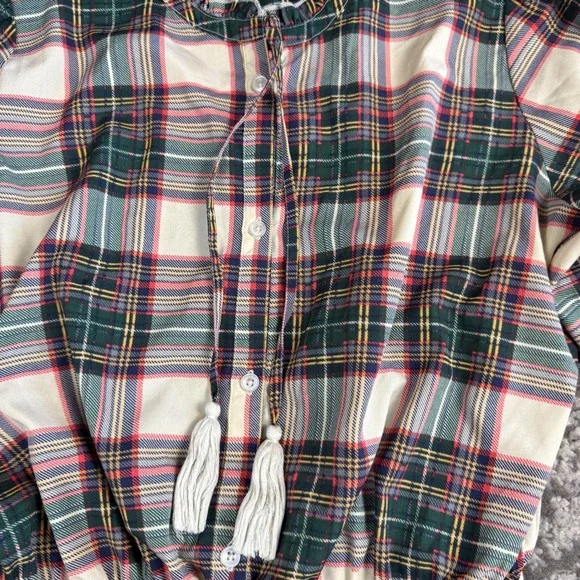 Simply Southern Plaid Tiered Dress Womens Small Boho Preppy Green Red Tartan - Picture 4 of 8